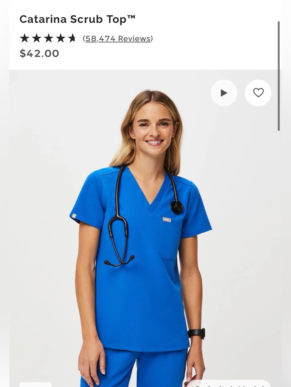 V‑Neck Scrub Top in Royal Blue